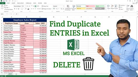Delete Double Entries in Excel