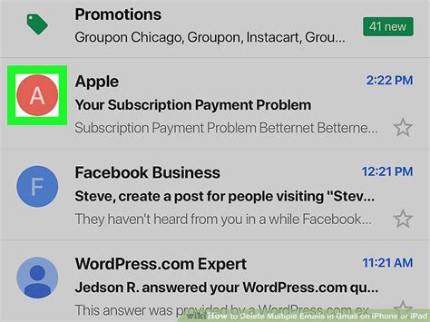 delete multiple gmail iphone