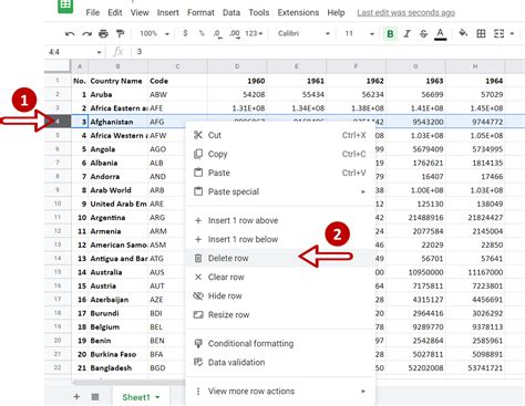 delete row in google sheets