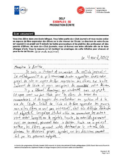New Delf B2 Production Ecrite Article Critique Ideas