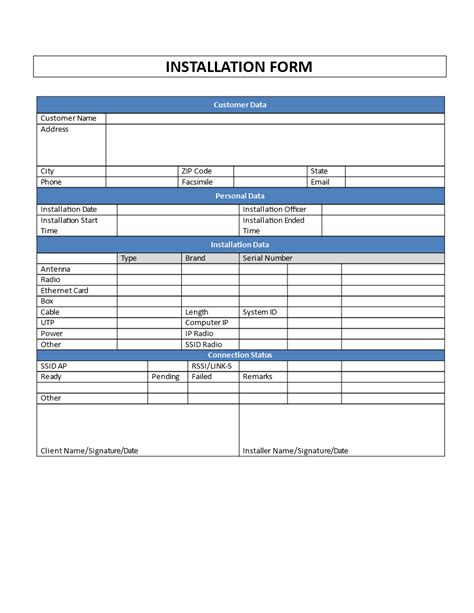 delivery and installation request form template