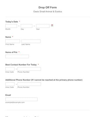 delivery drop off form template