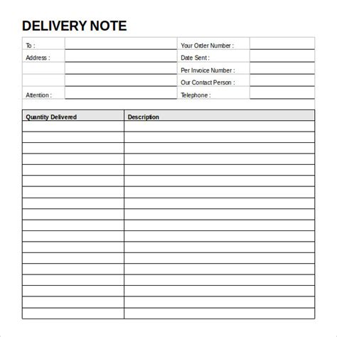 delivery note template word free download