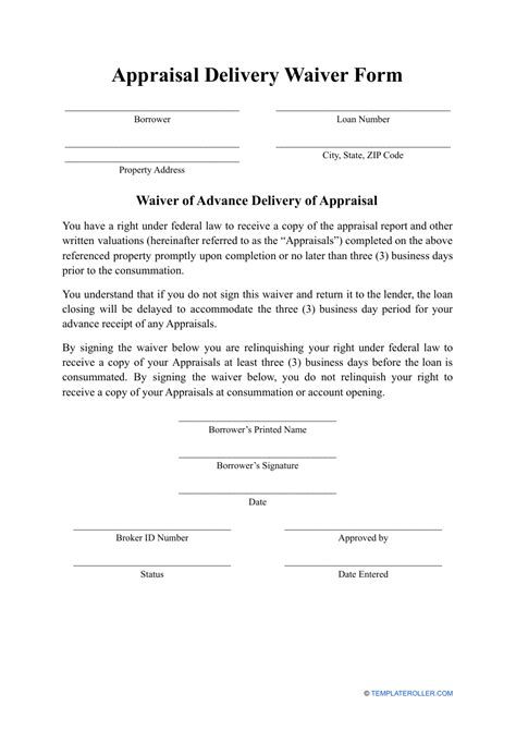 Delivery Waiver Form Template