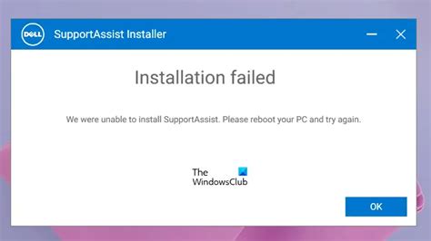 dell supportassist installation fails