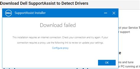 dell supportassist installer download failed