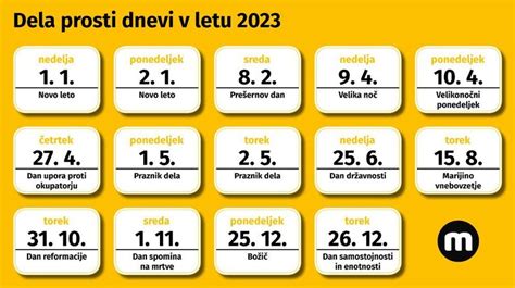 delovni dnevi 2023 slovenija