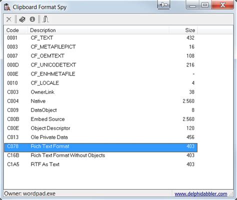 Delphi Clipboard Formats