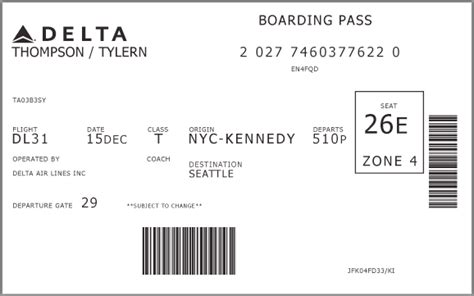 delta air boarding pass