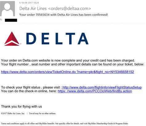 delta air lines flight confirmation