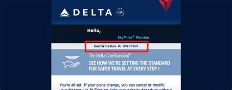 delta confirmation number check