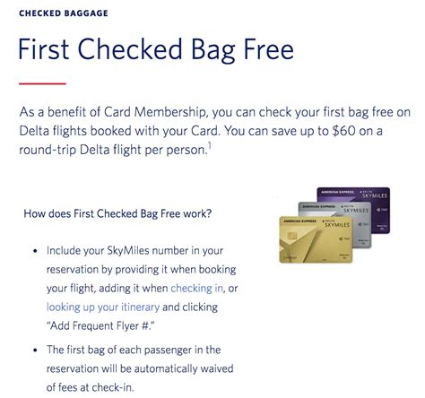 delta credit card benefits free bag