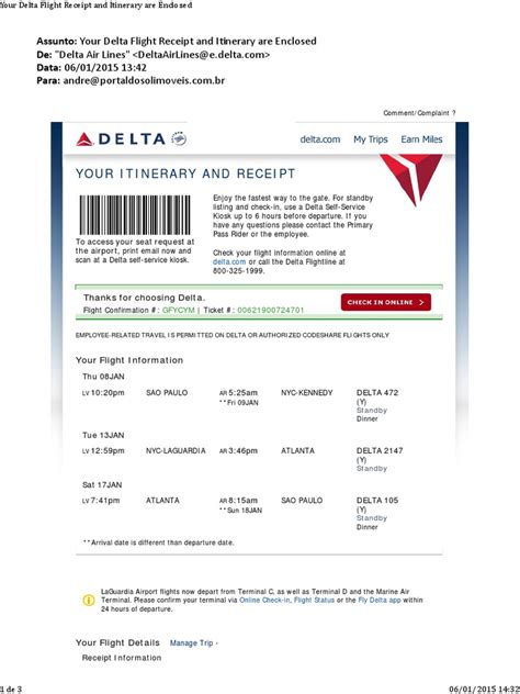 delta flight trip confirmation