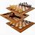 deluxe vintage wood chess and checkers game set
