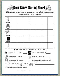 Dem Bones Candy Sorting Printable