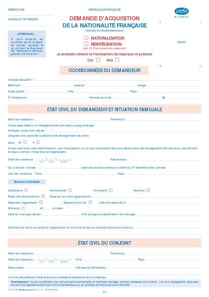 Notice demande d'acquisition de la nationalité française Legaldoc