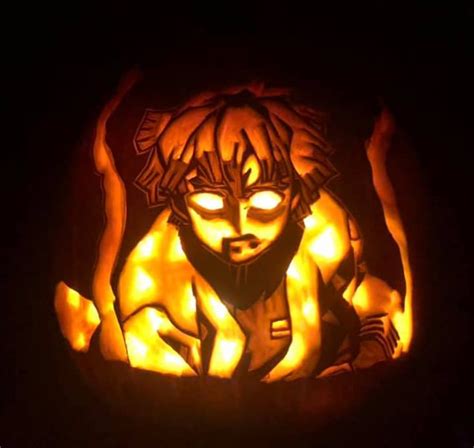 Demon Slayer Nezuko Pumpkin in 2022 Halloween pumpkin carving stencils, Creative pumpkin