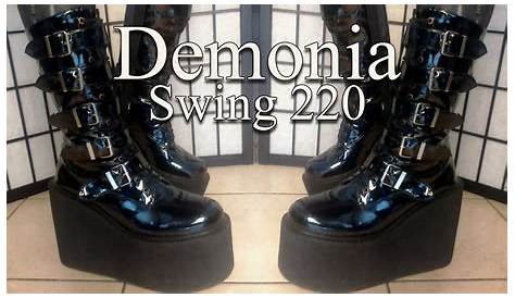 Demonia SWING220 Gothic Black Buckle Platform Boots