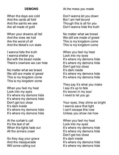 demons the song lyrics