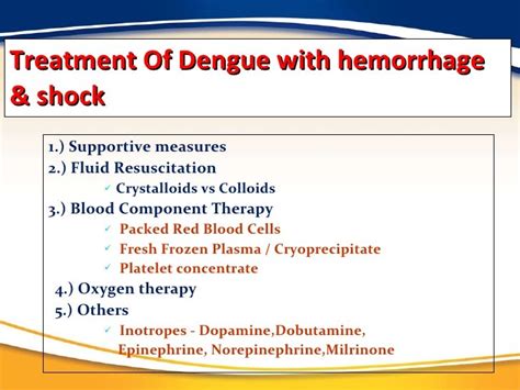 dengue hemorrhagic fever treatment guidelines