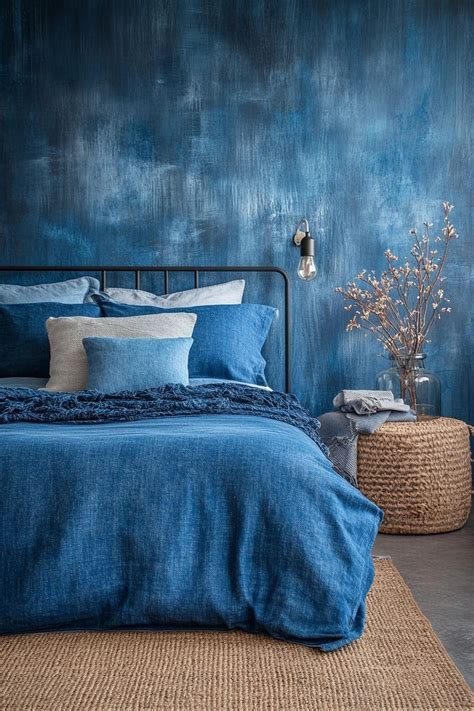 Denim Blue and Pattern Bedroom