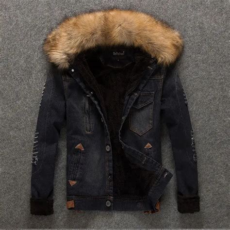 denim fur jacket men