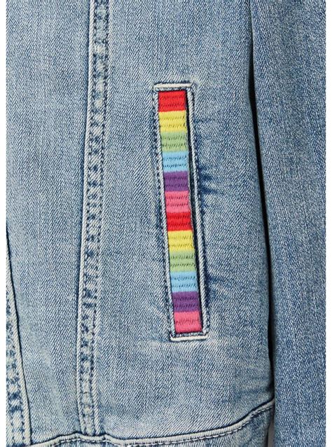denim jacket with rainbow