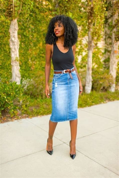 Pin by Erika Maka on Style Denim pencil skirt outfit, Denim fashion