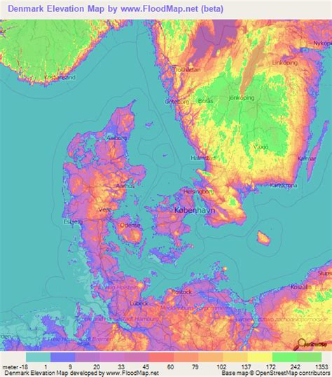 Denmark Elevation Map