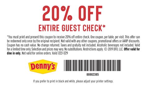 Always have a new 20 Off Denny's printable coupon! Dennys coupons