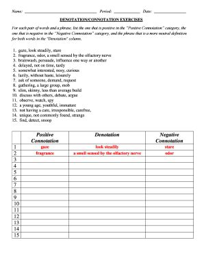 denotation and connotation worksheet with answers