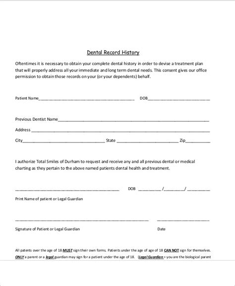 FREE 8+ Sample Dental Records Release Forms in MS Word PDF