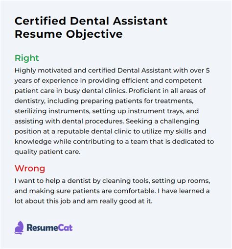 Dental Assistant Objective Resume Examples