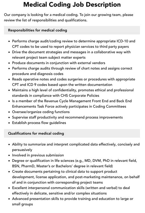 Dental Coding Job Description