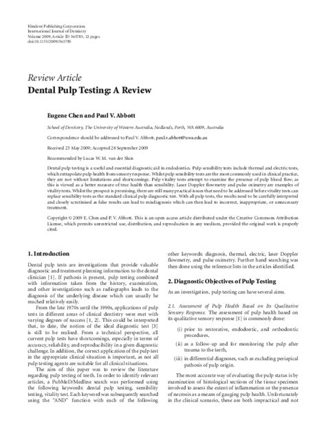 Dental Pulp Testing A Review
