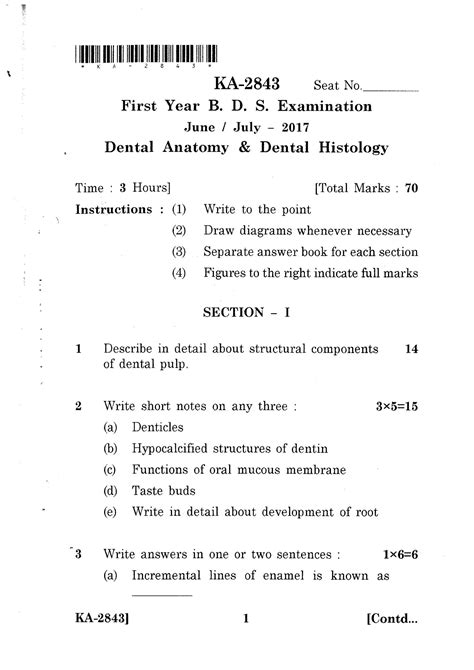 Dental Question Paper