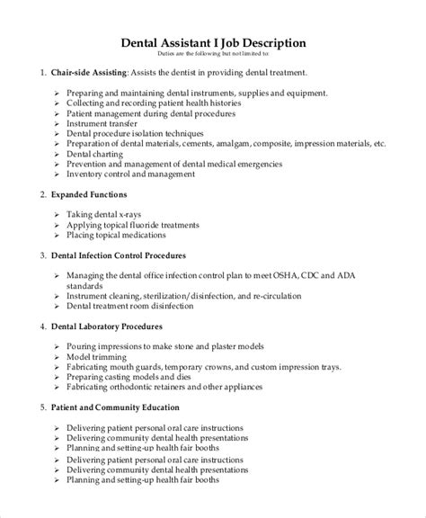 Dentist Assistant Description