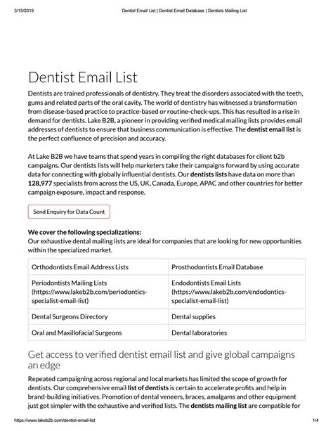 dentist email list free download
