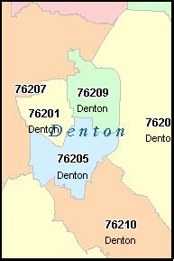 Denton Zip Codes Map