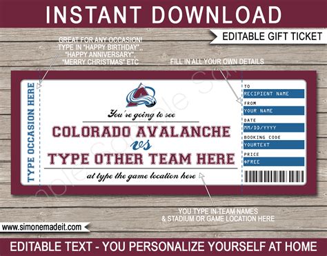 denver avalanche tickets gift card