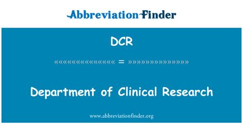department of clinical research dcr