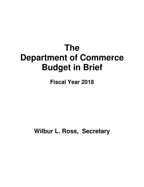 department of commerce budget summary