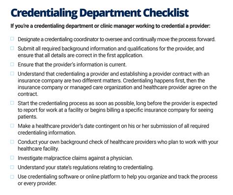 department of health credentialing department