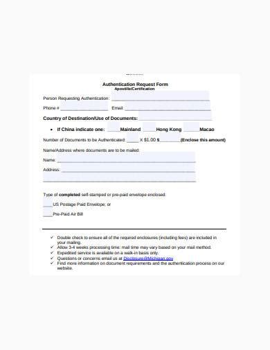 department of state authentication form template