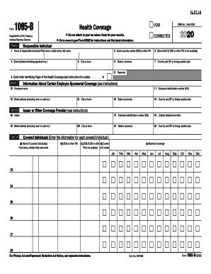 department of the treasury form 1095-b