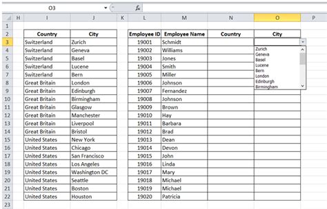 dependent drop down list excel different sheet