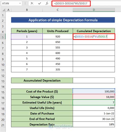 depreciation rate calculation formula in excel