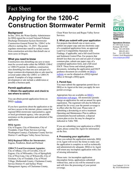deq construction stormwater permit