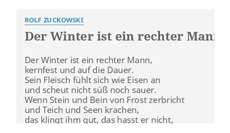 "DER WINTER IST EIN RECHTER MANN" LYRICS by ROLF ZUCKOWSKI: Der Winter
