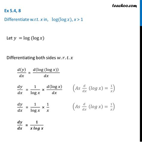 derivative of log x wrt x